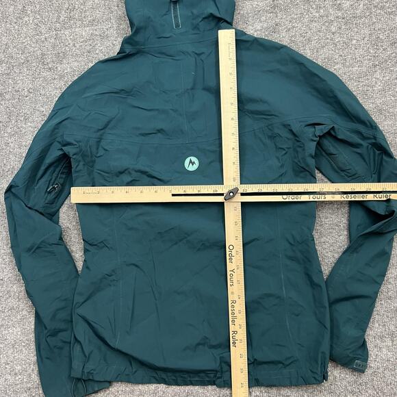 Marmot Jacket Womens XS Green Gore Tex Hooded Waterproof Shell Rain Coat Outdoor - Picture 9 of 11